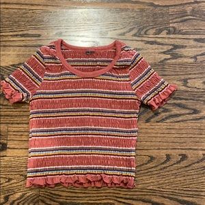 Red striped fringe crop top!